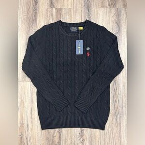 COPY - BRAND NEW MENS LARGE POLO BLACK WITH RED CREST KNIT SWEATER WITH TAGS